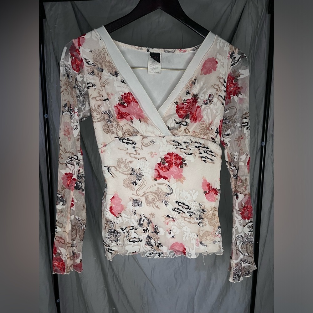 floral v neck with bell sleeves
